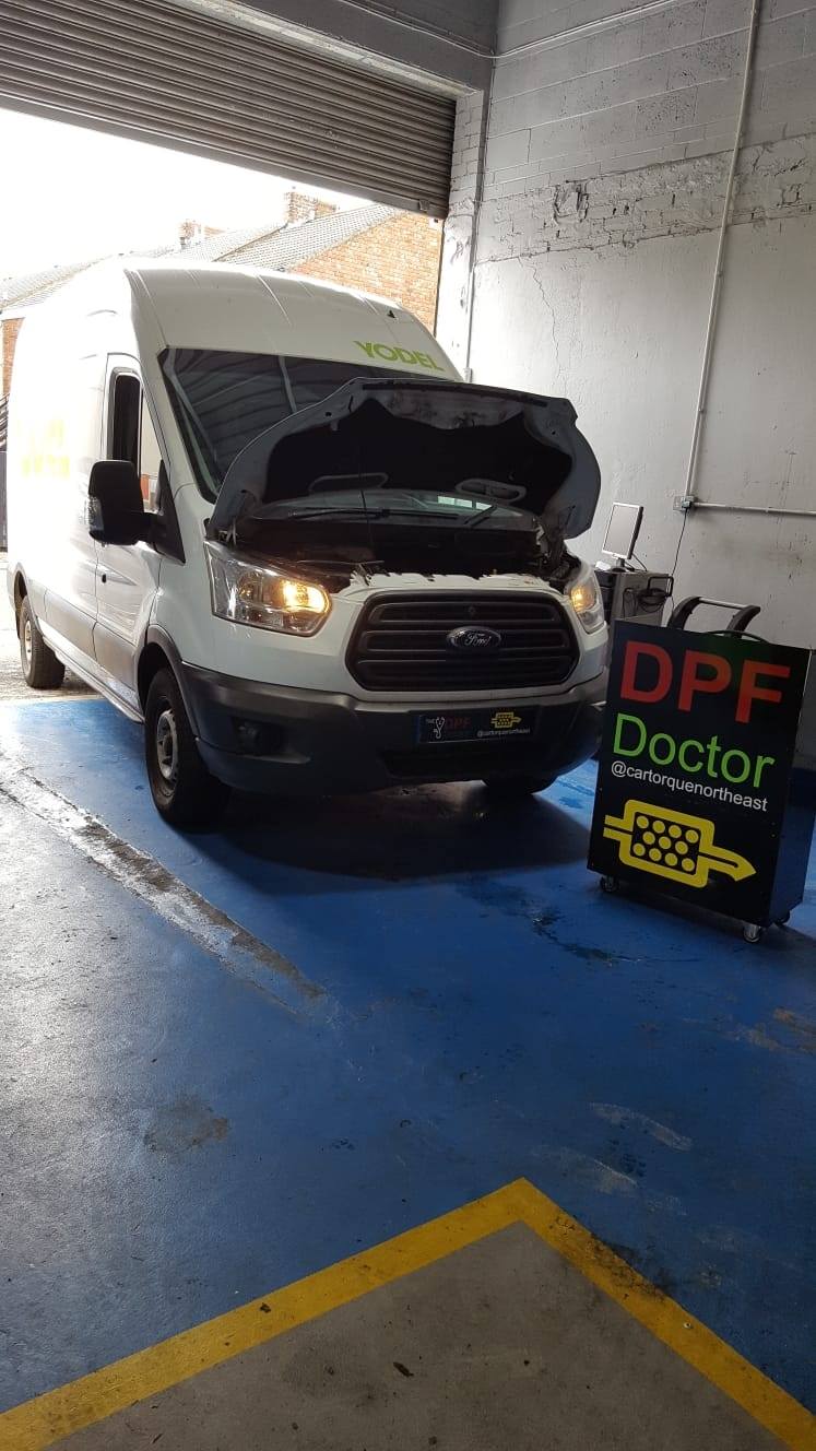 Ford Transit with blocked DPF in for Repair & Clean in Newcastle